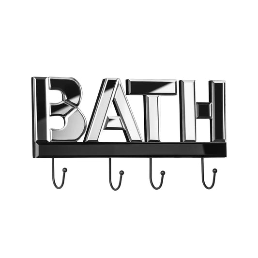 Bath Mirrored 4 Hook Wall Hanger