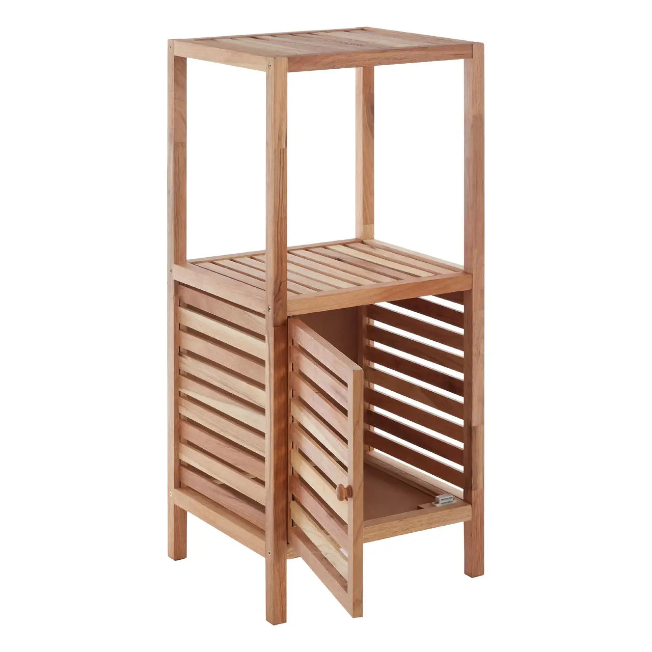 ARLA Two Tier Walnut Wood Bathroom Shelf Unit