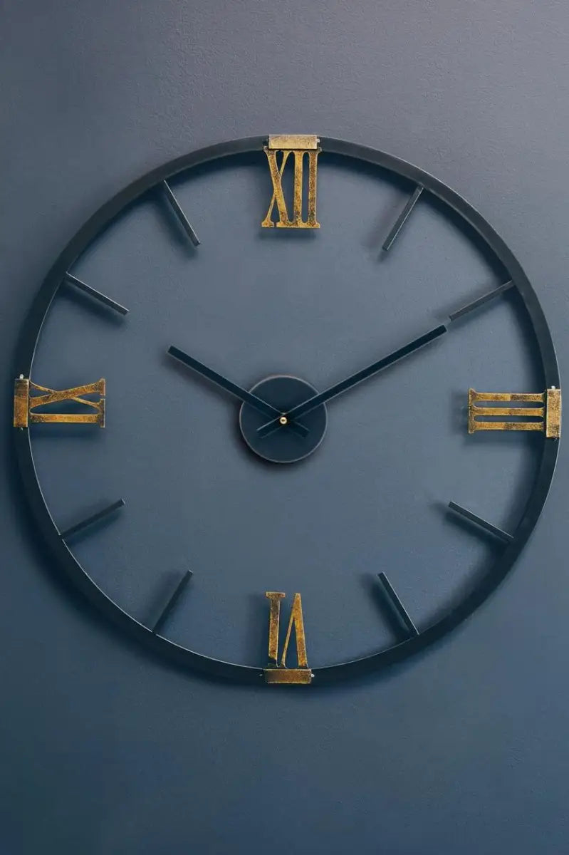 Kent Round Black Metal Wall Clock