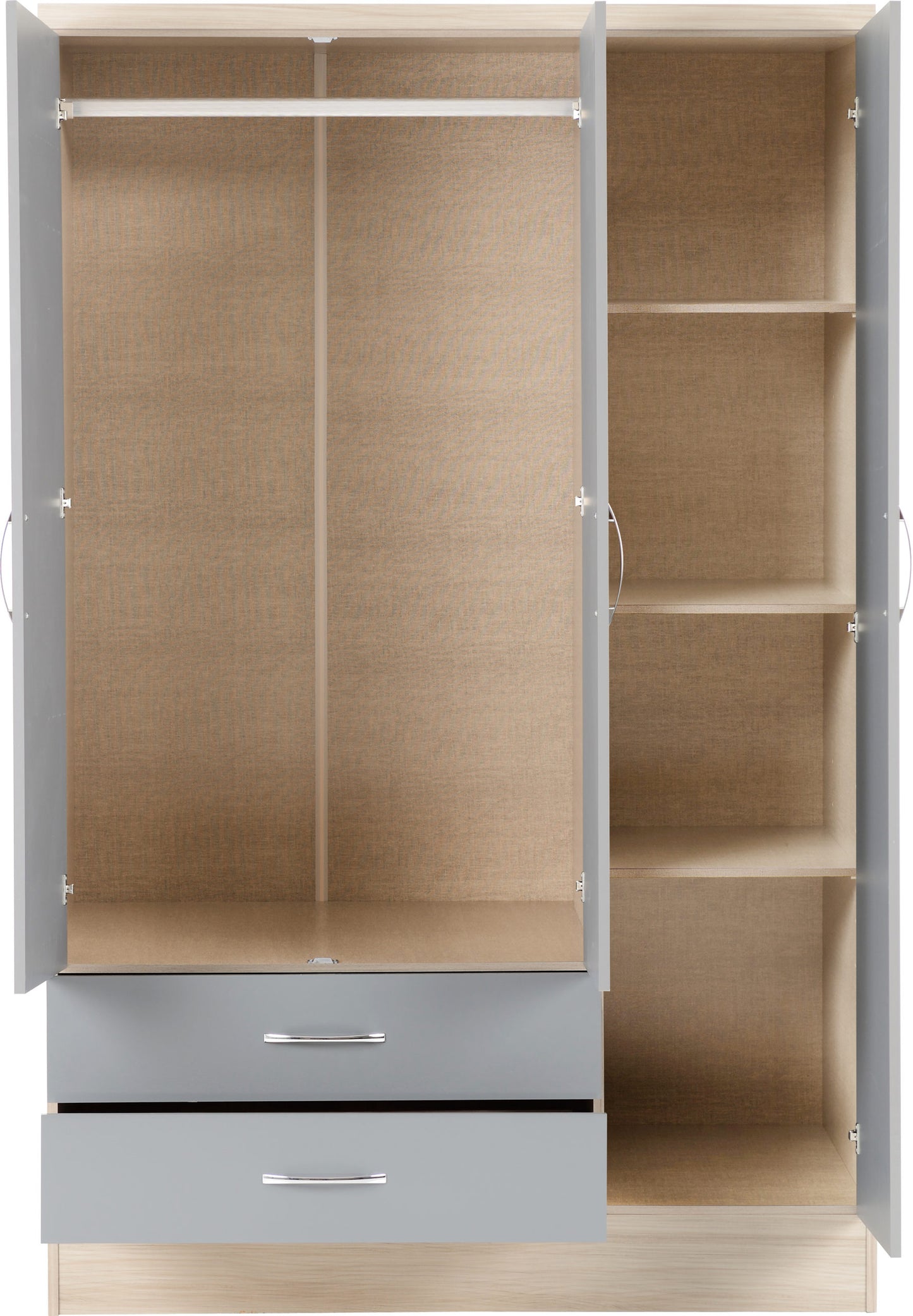 Nevada 3 Door 2 Drawer Mirrored Wardrobe