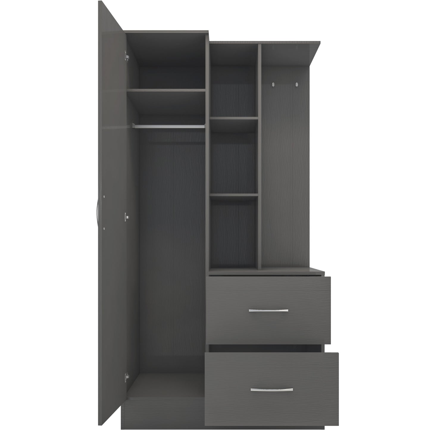 Nevada Mirrored Open Shelf Wardrobe