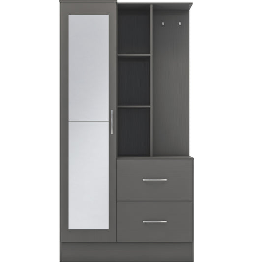 Nevada Mirrored Open Shelf Wardrobe