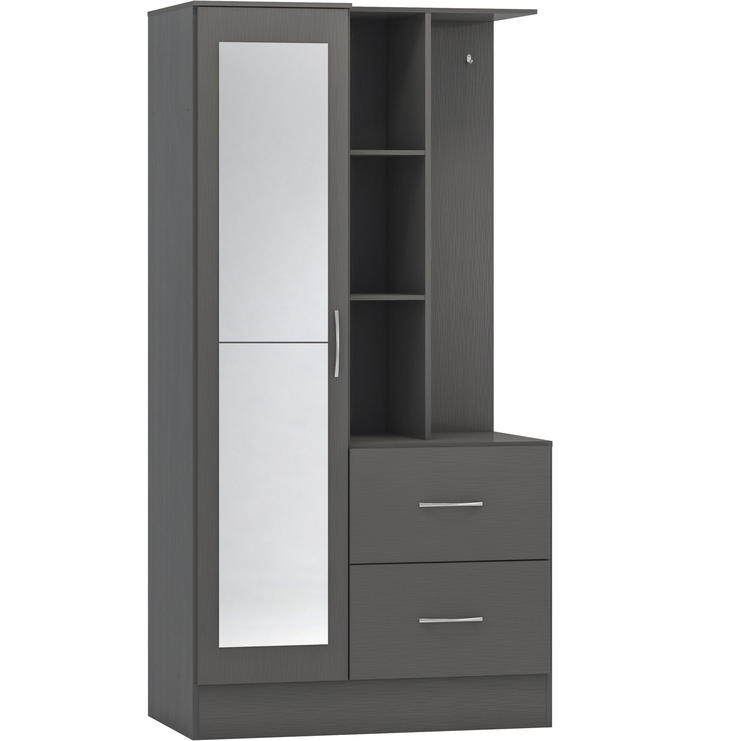 Nevada Mirrored Open Shelf Wardrobe