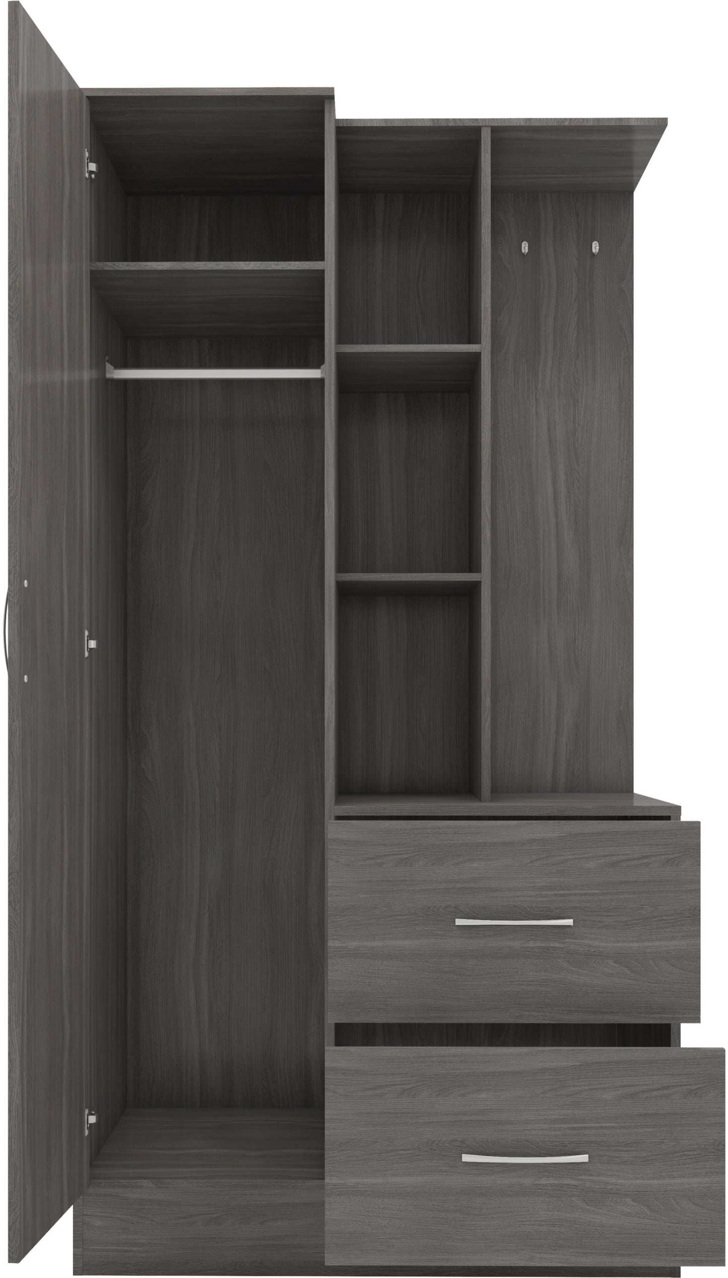 Nevada Mirrored Open Shelf Wardrobe