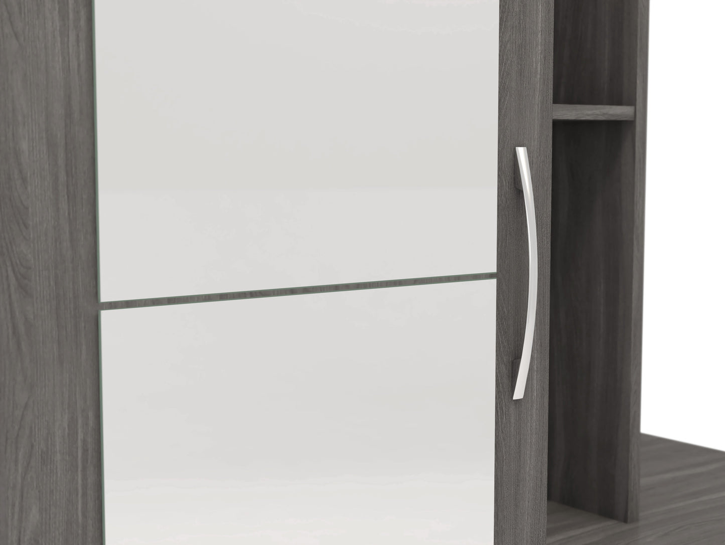 Nevada Mirrored Open Shelf Wardrobe