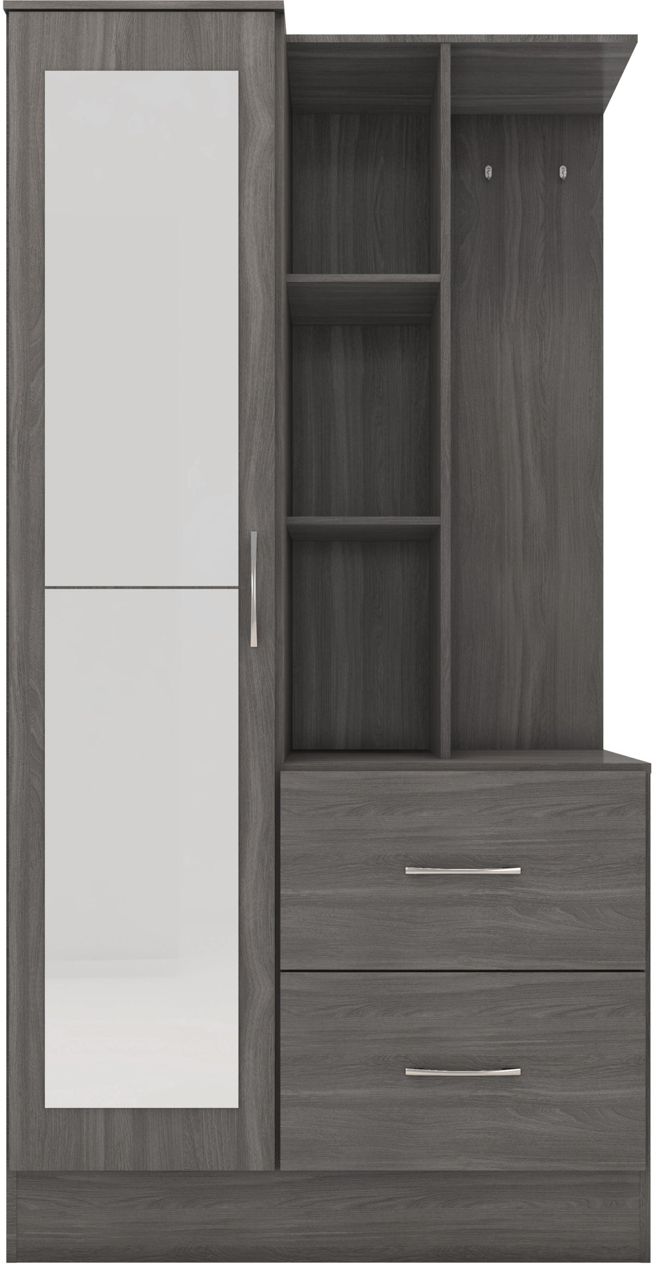 Nevada Mirrored Open Shelf Wardrobe