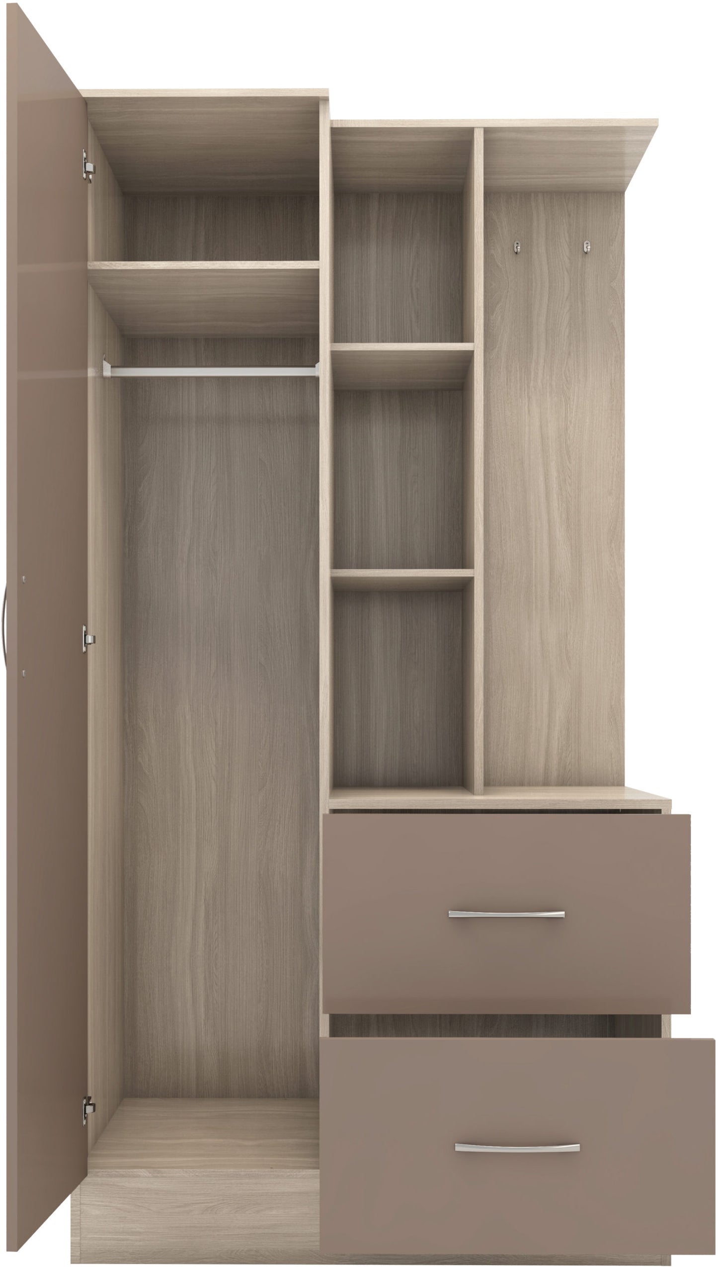 Nevada Mirrored Open Shelf Wardrobe