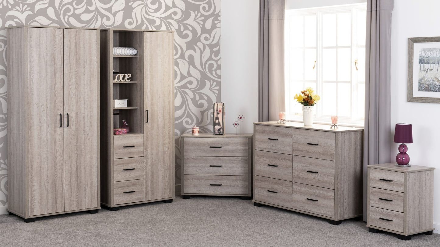 Oliver 1 Door 3 Drawer Open Shelf Wardrobe