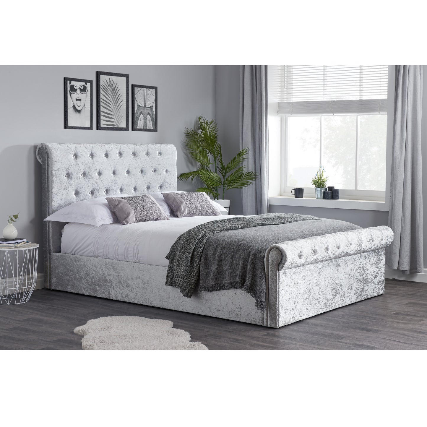 Velvet Ottoman Bed