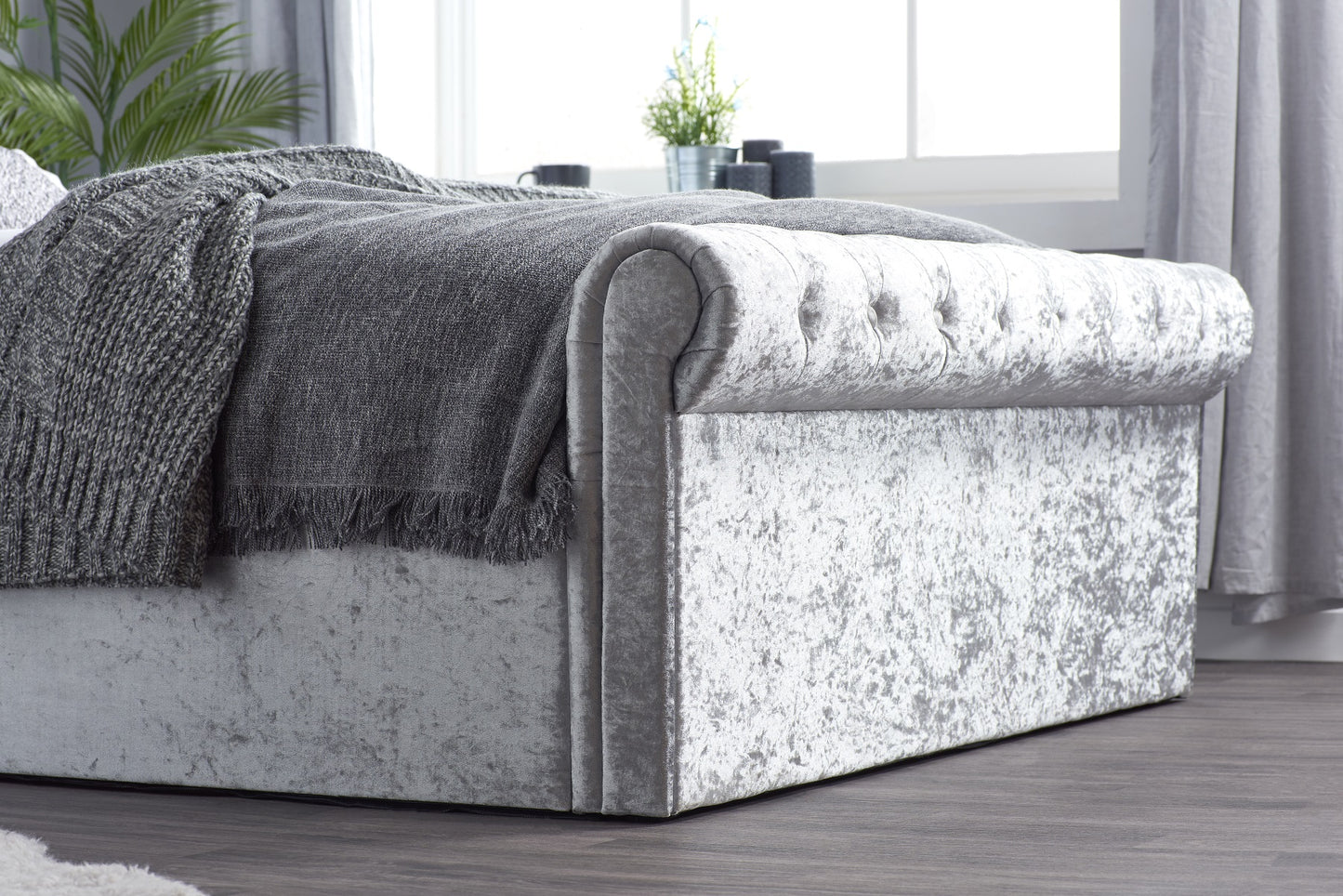 Velvet Ottoman Bed