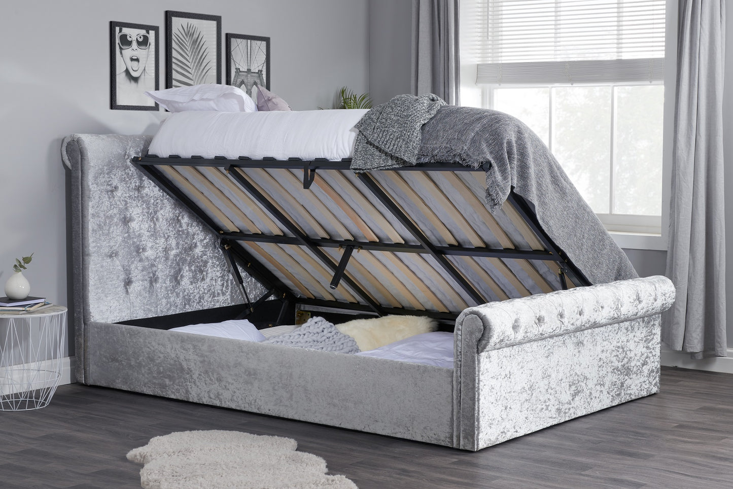 Velvet Ottoman Bed