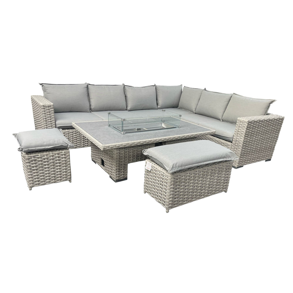 Suffolk Garden Dining Set with Firepit