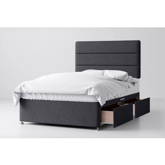 Divan Bed In Multiple Colours with 2 Drawers Same Side