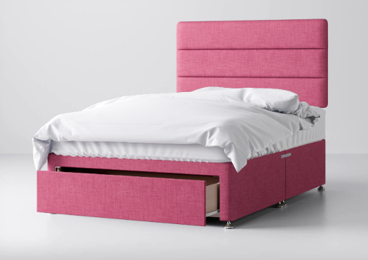 Divan Bed In Multiple Colours with End Drawer