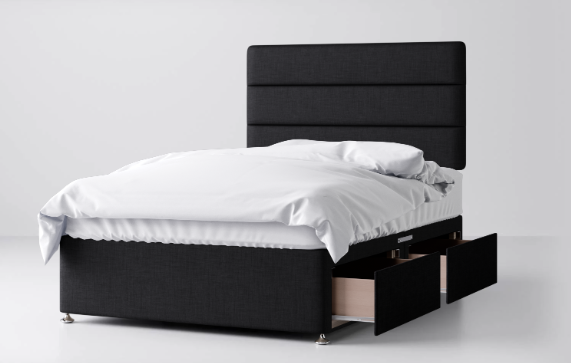 Divan Bed In Multiple Colours with 2 Drawers Same Side