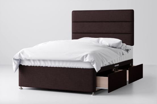 Divan Bed In Multiple Colours with 2 Drawers Same Side
