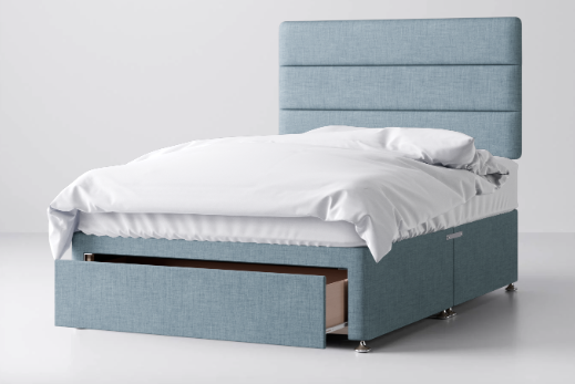 Divan Bed In Multiple Colours with End Drawer