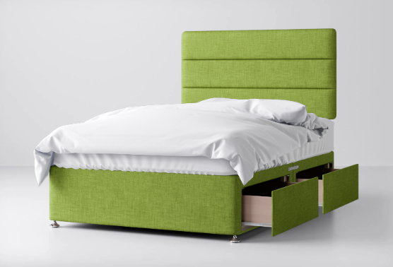 Divan Bed In Multiple Colours with 2 Drawers Same Side