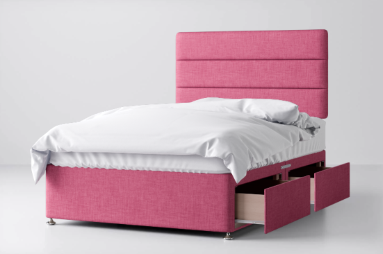 Divan Bed In Multiple Colours with 2 Drawers Same Side