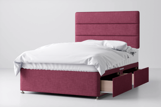 Divan Bed In Multiple Colours with 2 Drawers Same Side