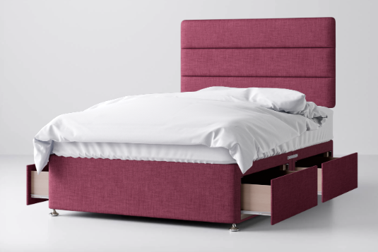 Divan Bed In Multiple Colours with 4 Drawers