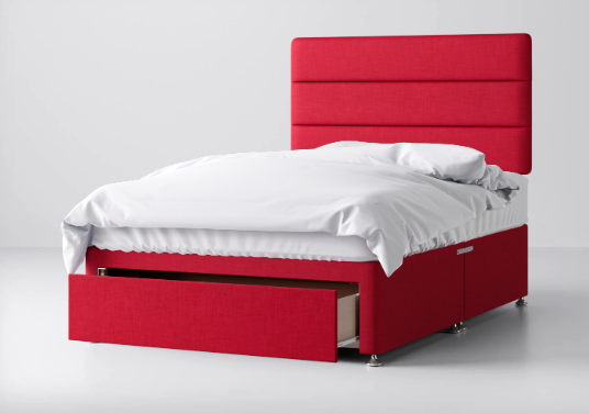 Divan Bed In Multiple Colours with End Drawer