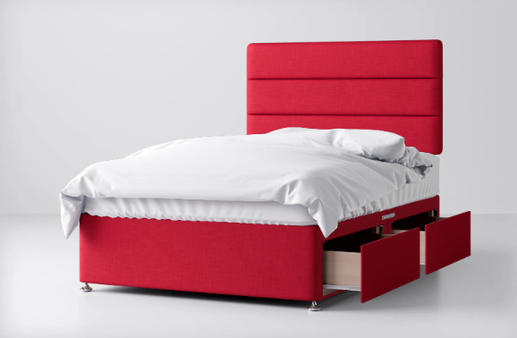 Divan Bed In Multiple Colours with 2 Drawers Same Side