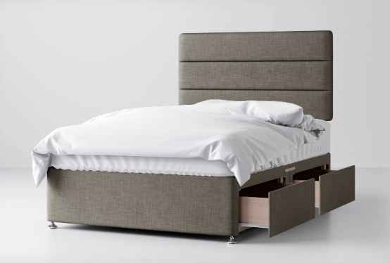 Divan Bed In Multiple Colours with 2 Drawers Same Side