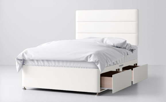 Divan Bed In Multiple Colours with 2 Drawers Same Side