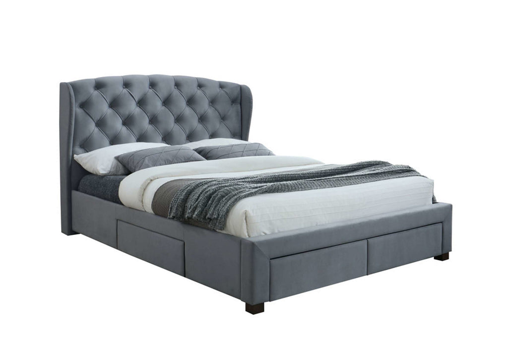 Grey Velvet Bed
