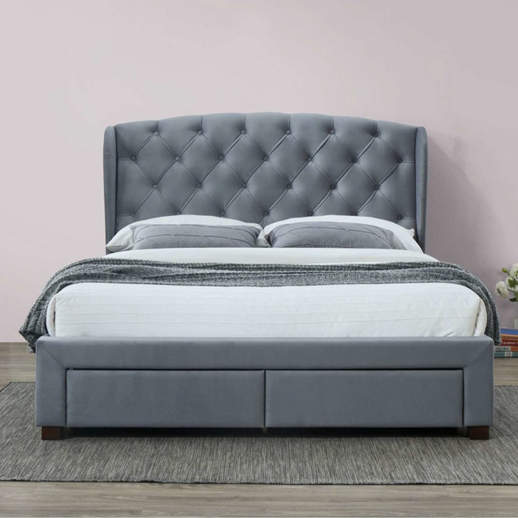 Grey Velvet Bed