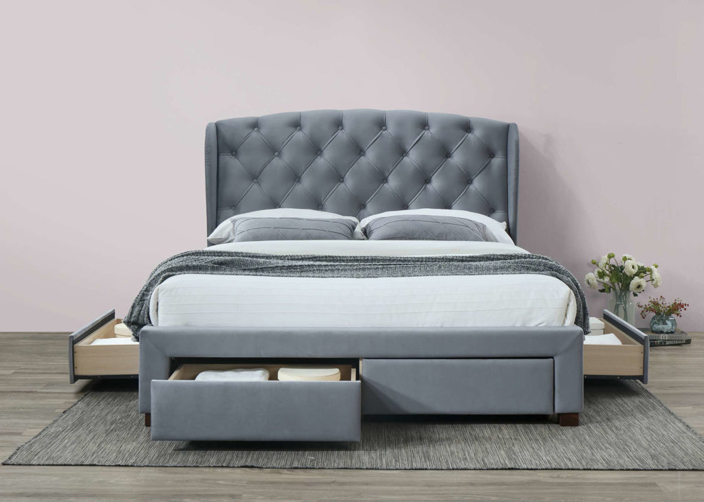 Grey Velvet Bed