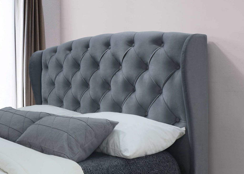 Grey Velvet Bed