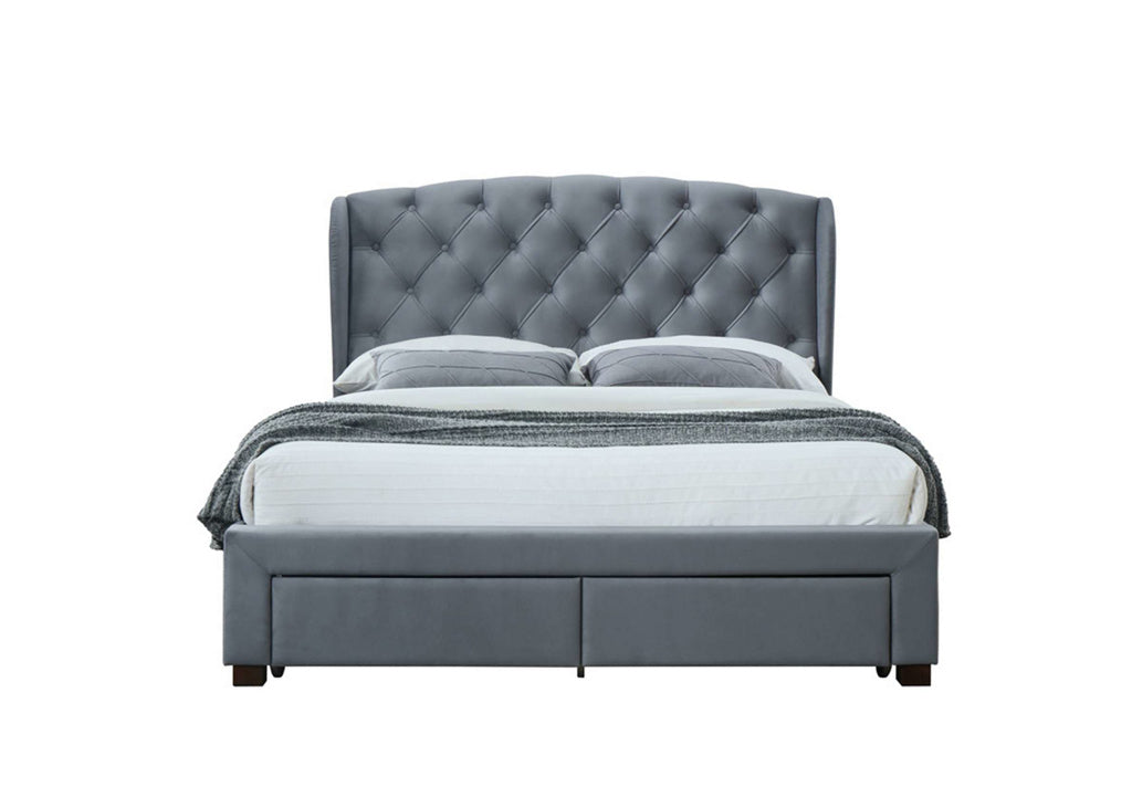 Grey Velvet Bed