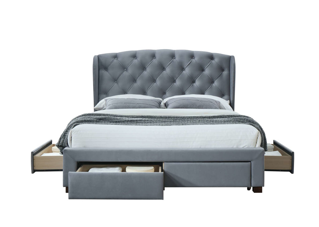 Grey Velvet Bed