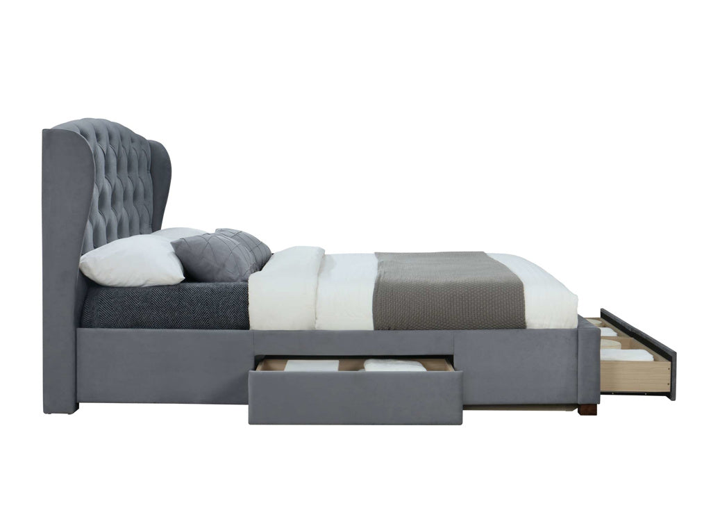 Grey Velvet Bed