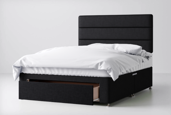 Divan Bed In Multiple Colours with End Drawer