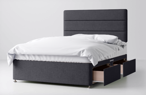 Divan Bed In Multiple Colours with 2 Drawers Same Side