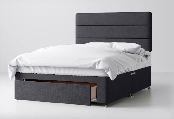 Divan Bed In Multiple Colours with End Drawer