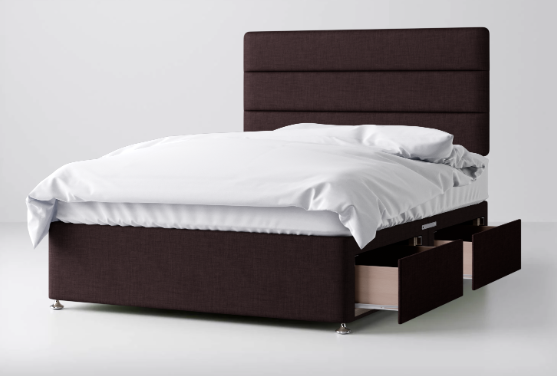 Divan Bed In Multiple Colours with 2 Drawers Same Side