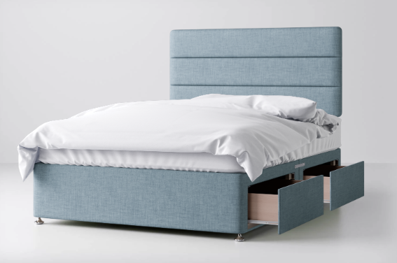 Divan Bed In Multiple Colours with 2 Drawers Same Side