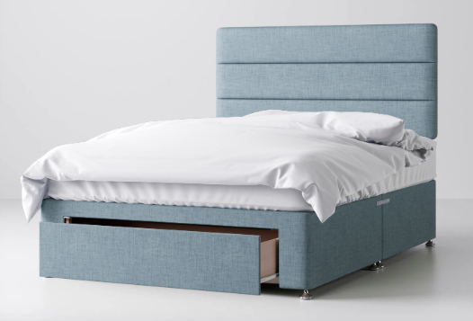 Divan Bed In Multiple Colours with End Drawer