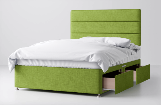 Divan Bed In Multiple Colours with 2 Drawers Same Side