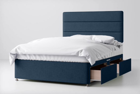Divan Bed In Multiple Colours with 2 Drawers Same Side