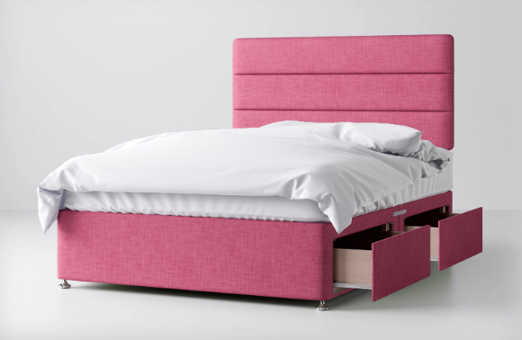 Divan Bed In Multiple Colours with 2 Drawers Same Side