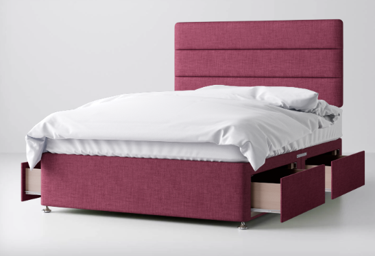 Divan Bed In Multiple Colours with 4 Drawers