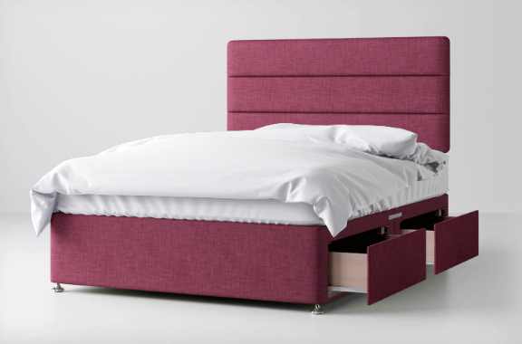 Divan Bed In Multiple Colours with 2 Drawers Same Side