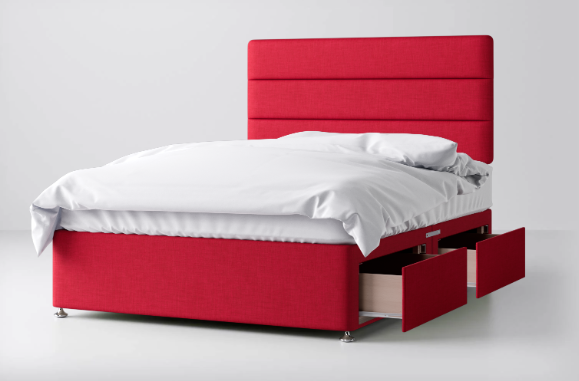 Divan Bed In Multiple Colours with 2 Drawers Same Side