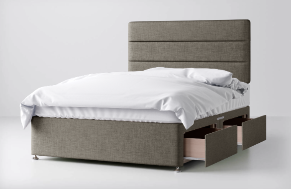 Divan Bed In Multiple Colours with 2 Drawers Same Side