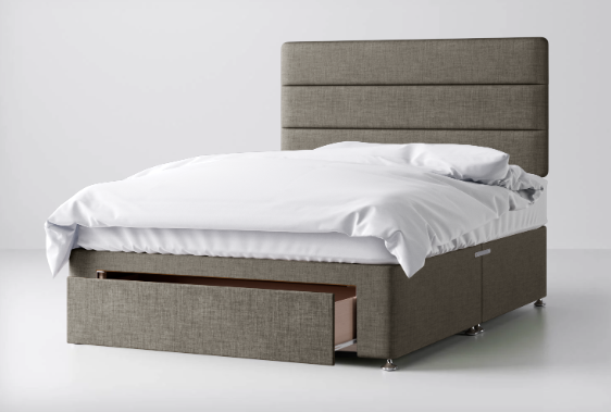 Divan Bed In Multiple Colours with End Drawer